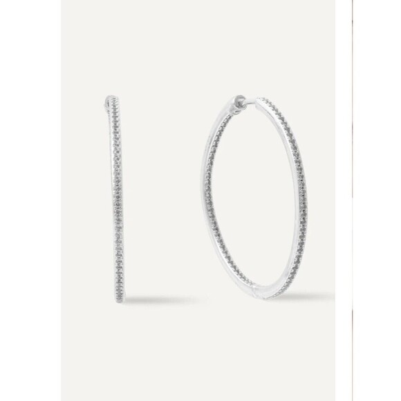 Melania Clara Remi Earrings Silver Color Brass Cubic Zirconia - Picture 1 of 3